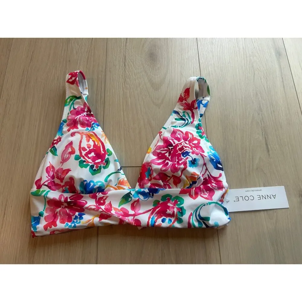 Anne Cole Women's Watercolor Paisley Shirred Bikini Top NWT Size Small